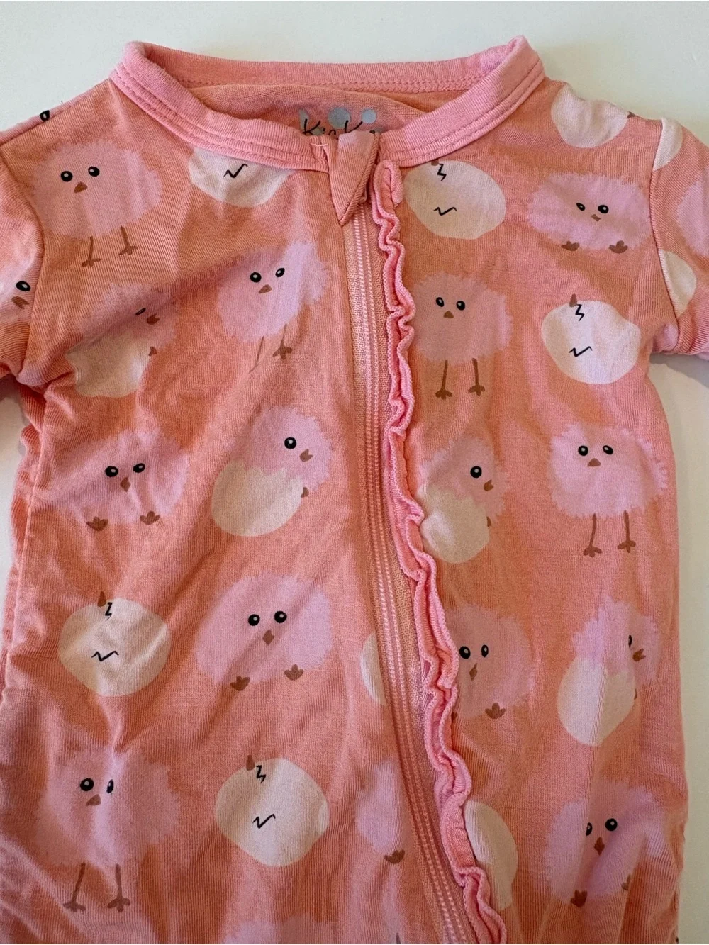 Kickee Pants Blush Pink Chick Print Footed One-Piece 0-3 Months
